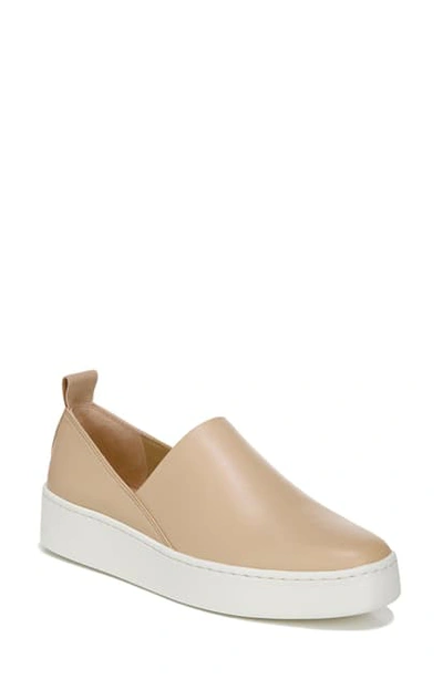 Vince Saxon Napa Leather Slip-on Sneakers In Wheat