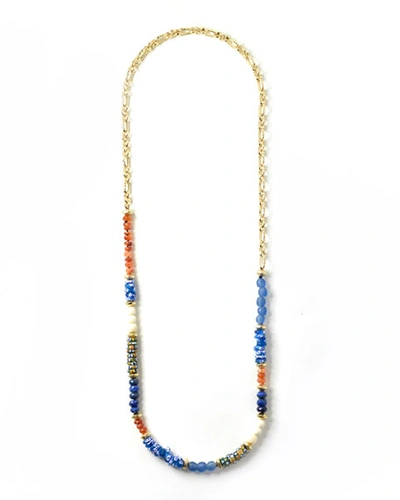 Akola Long Gem And Bead Necklace, 36"l In Blue