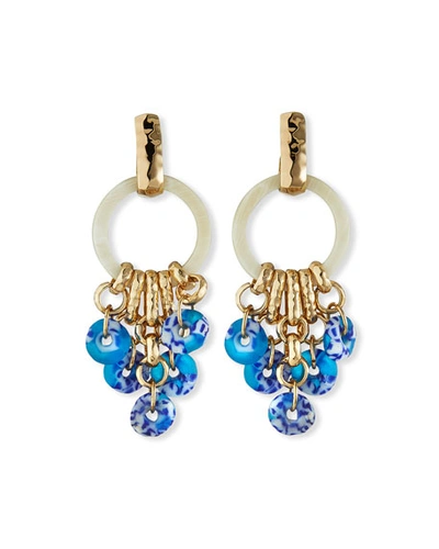 Akola Horn And Glass Statement Earrings In Blue Pattern