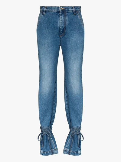 Loewe High-waisted Ankle-tie Jeans In Blue