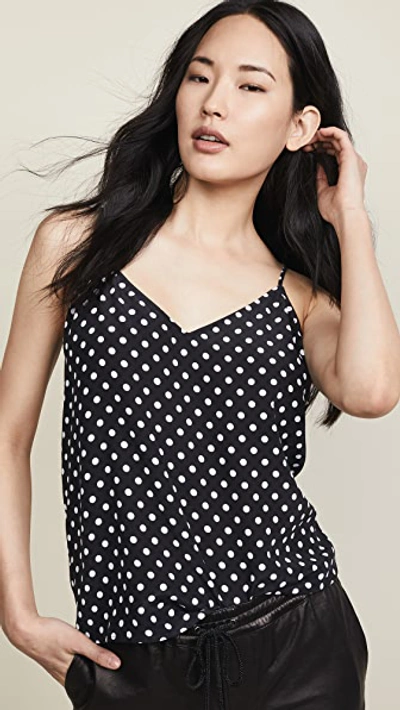 Equipment Layla Polka-dot Spaghetti-strap Silk Camisole In Eclipse/bright White