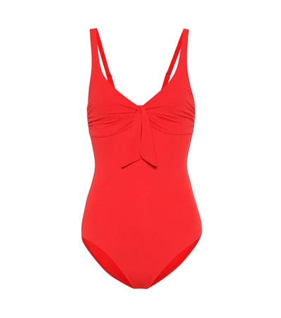 Melissa Odabash Lisbon Knotted Stretch-piqué Swimsuit In Red