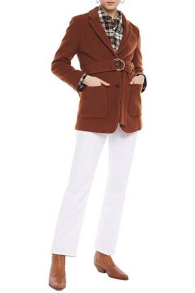 American Vintage Loup Belted Wool-blend Jacket In Brown