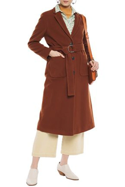 American Vintage Louping Belted Wool-blend Felt Coat In Brown