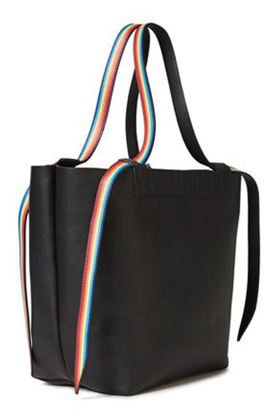 Elena Ghisellini Inseparable Striped Pebbled-leather Tote In Black