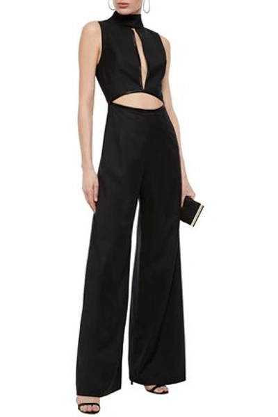 Anna Quan Tommy Cutout Wool-twill Wide-leg Jumpsuit In Black