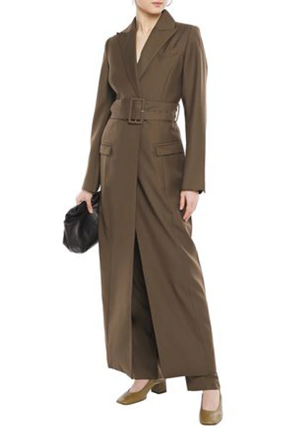 Anna Quan Noral Belted Wool-twill Coat In Army Green