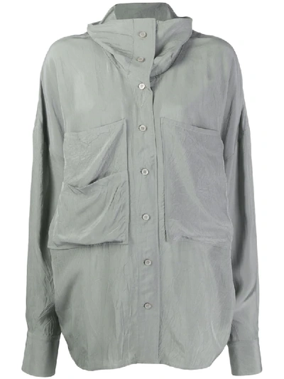 Acne Studios Funnel-neck Overshirt Silver Grey In Neutrals