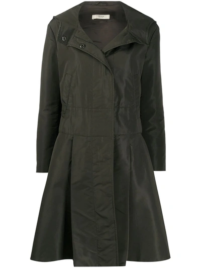 Pre-owned Prada Flared Hooded Coat In Green