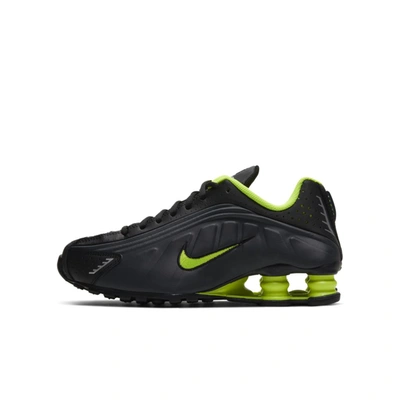 Nike Shox R4 Big Kids' Shoe In Black,anthracite,metallic Silver,volt