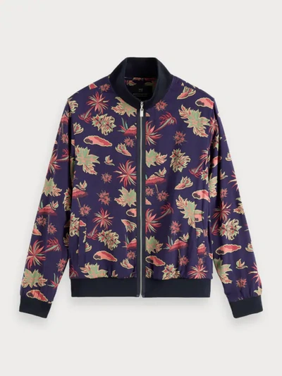 Scotch & Soda Floral Print Bomber Jacket In Multicolour