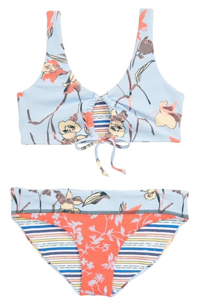 Maaji Kids' Loop Papaya Reversible Two-piece Swimsuit In Pink