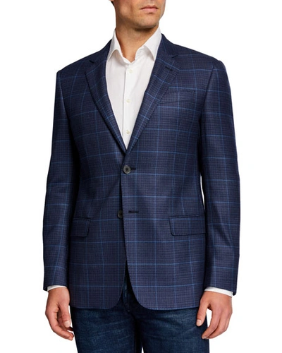 Armani Collezioni Emporio Armani Plaid Regular Fit Blazer In Blue