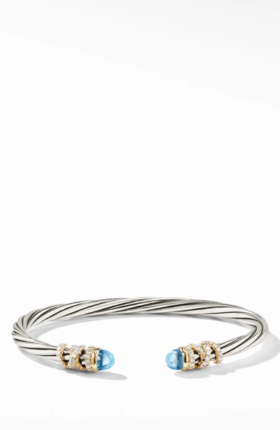 David Yurman Helena End Station Bracelet With Turquoise, Diamonds And 18k Gold In Blue Topaz