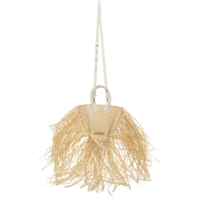 Jacquemus Le Petit Baci Raffia Tote In Neutrals