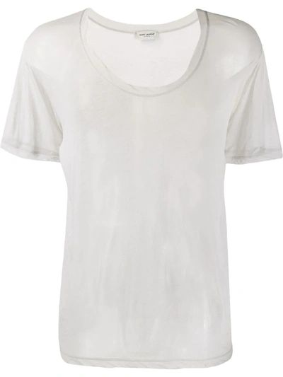 Saint Laurent Semi-sheer Cotton T-shirt In White