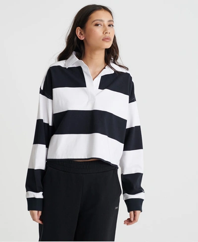 Superdry Organic Cotton Edit Rugby Top In Navy