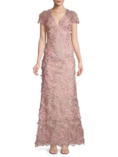 Carmen Marc Valvo Infusion 3d Floral Mermaid Gown In Blush