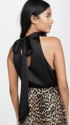 Ramy Brook Lori Tie-neck Silk Halter Top In Black