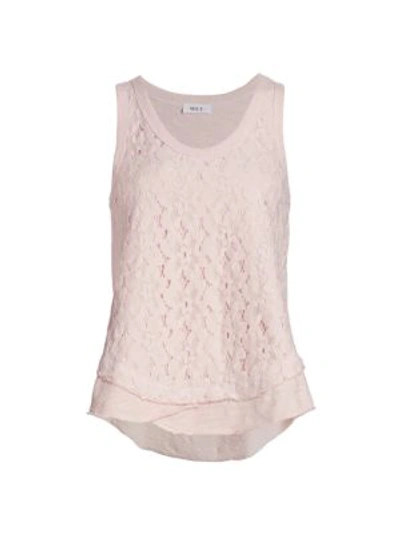 Wilt Women's Lace Front Tiered Tank In Baby Pink