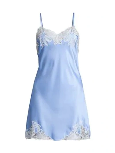 Natori Plume Lace Trim Chemise Nightgown In Boat Blue