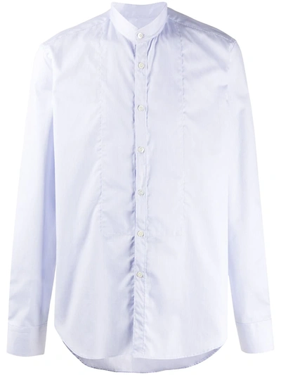Dell'oglio Mandarin Collar Cotton Shirt In Blue