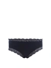 Hanro Cotton Lace Hipster Briefs In Deep Navy