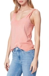 Paige Rylen Knot Shoulder Cotton Blend Tank In Blooming Dahlia