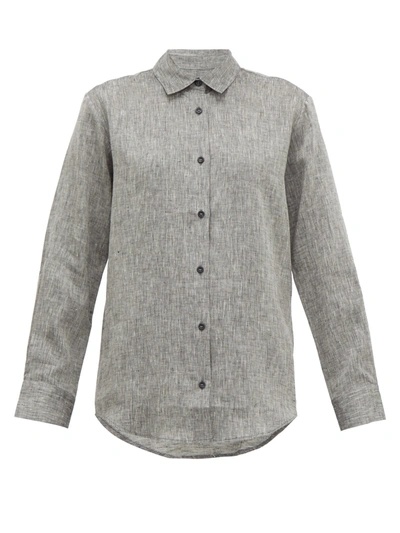 Asceno Milan Charcoal Organic Linen Shirt In Grey