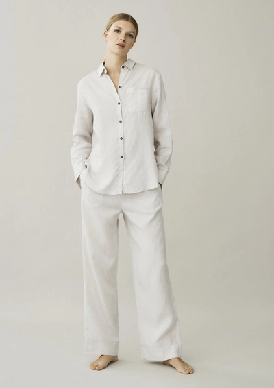 Asceno London Sand Linen Pyjama Trouser In Printed