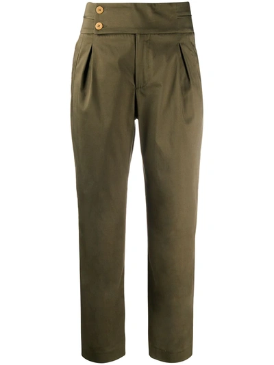 L'autre Chose High-waist Tapered-fit Trousers In Green