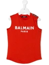 Balmain Red Teen Tank Top With Frontal Logo In Unica