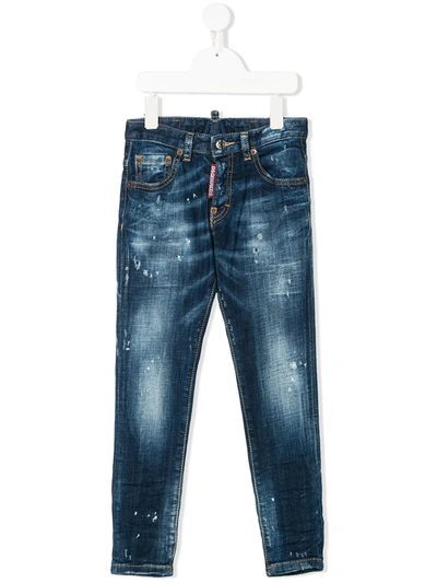 Dsquared2 Kids' Dark Blue Stretch-cotton Denim Jeans