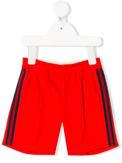 Gucci Babies' Red Sport Shorts With Side Bands In Rosso
