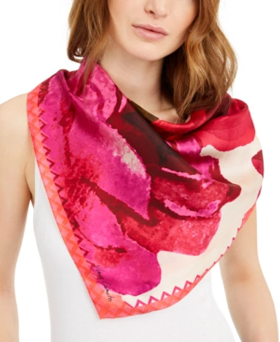 Vince Camuto Spring Roses Silk Bandana Square Scarf In Red