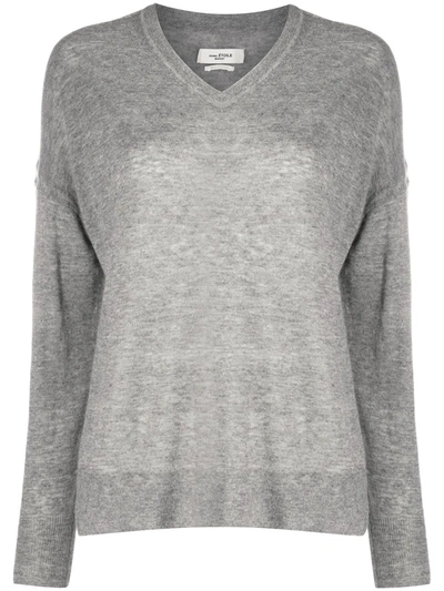 Etoile V-neck Knitted Jumper In Grey