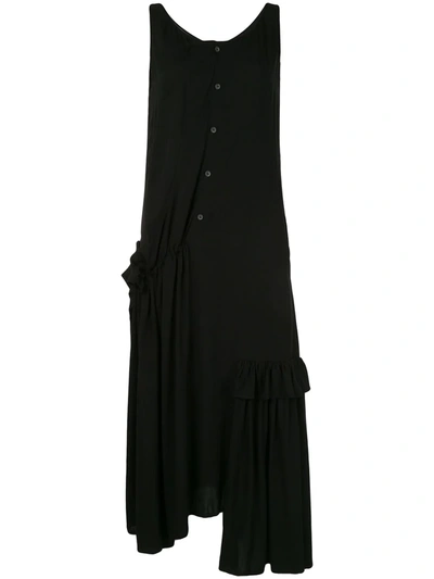 Yohji Yamamoto Asymmetric Draped Dress In Black
