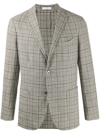 Boglioli Plaid Single-breasted Blazer In Neutrals