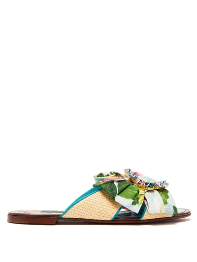 Dolce & Gabbana Bianca Slide In Light Blue And Beige In Multi