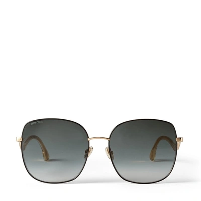Jimmy Choo Mamie Rose Gold Stainless Steel Sunglasses With Grey-shaded Lenses In E9o Dark Grey Shaded