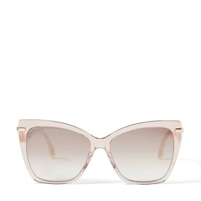 Jimmy Choo Selby Nude Acetate Square Sunglasses With Brown-shaded Silver Mirror Lenses In Enq Brown Silver