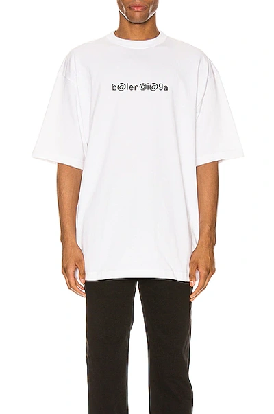 Balenciaga Short Sleeve Large Fit Logo T-shirt In White & Black