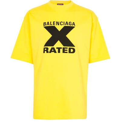 Balenciaga X Rated Short Sleeve Large Fit T-shirt In Yuzu/black