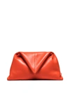 Bottega Veneta Orange Envelope Leather Clutch Bag