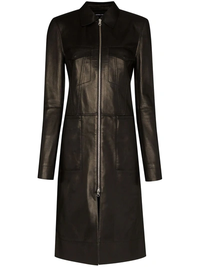 Kwaidan Editions Zip-up Mid-length Coat In Black