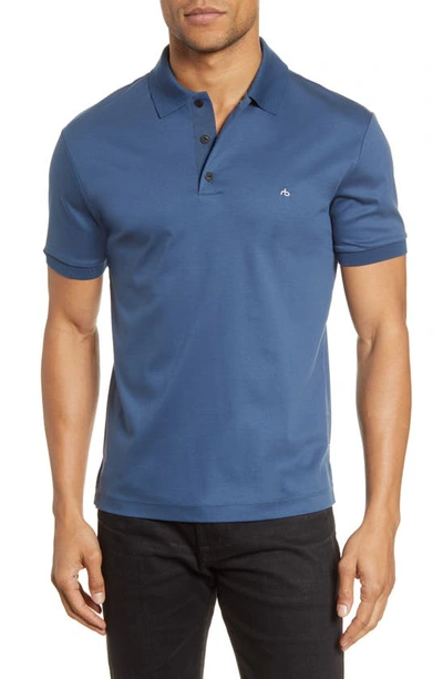 Rag & Bone Interlock Slim Fit Heathered Polo Shirt In Lakeblu