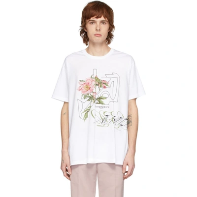 Givenchy Floral-print Cotton-jersey T-shirt In White