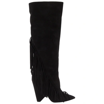 Pre-owned Saint Laurent Niki Black Suede Boots