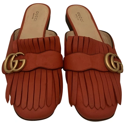 Pre-owned Gucci Marmont Flats In Red