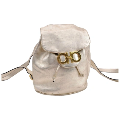 Pre-owned Ferragamo Leather Backpack In Gold